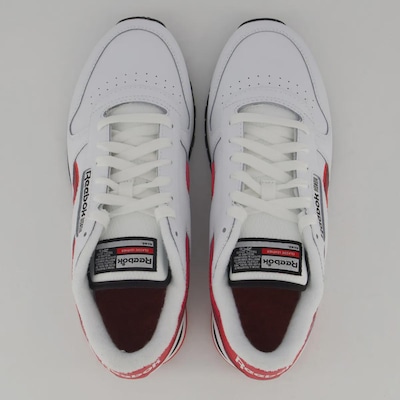 Tênis Reebok Classic Leather Branco e  Vermelho - Foto 4