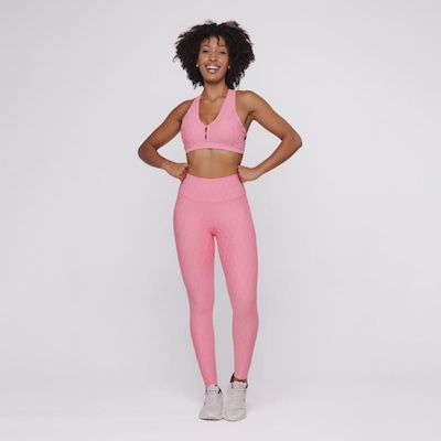 Conjunto Calça Legging Orbis Fitness Cós Alto + Top Bojo - Feminino - Foto 1