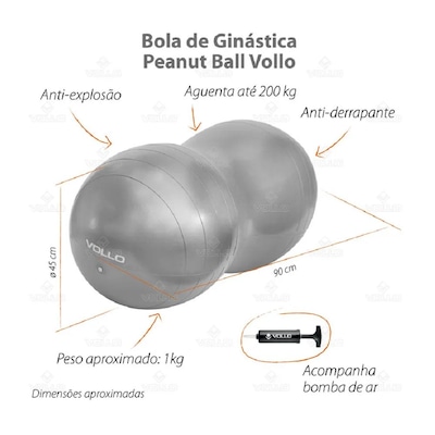 Bola Feijão para Ginástica Peanut Ball Vollo 45cm - Foto 5