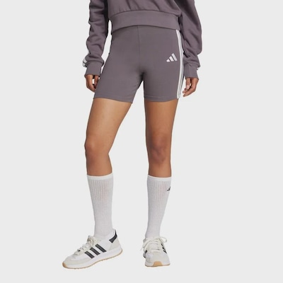 Shorts Biker adidas Cós Alto Essentials Três Listras - Feminino - Foto 2