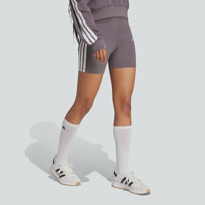 Shorts Biker adidas Cós Alto Essentials Três Listras - Feminino - Foto 5