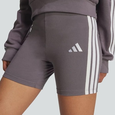Shorts Biker adidas Cós Alto Essentials Três Listras - Feminino - Foto 6