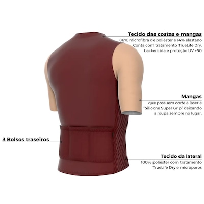 Camisa de ciclismo ERT Euro Grená slim fit - Unissex - Foto 2