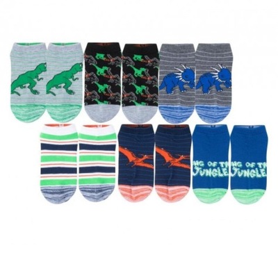 Meia Cano Curto Skechers Dino Stripe Socks - 6 Pares - Infantil - Foto 2