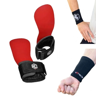 Luva Palmar Grip Red Revolution NC Extreme + Munhequeira Seca Suor - Foto 1