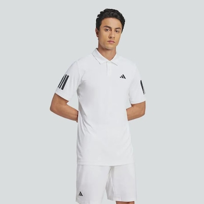 Camisa Polo de Tennis adidas Club 3 Listras - Masculina - Foto 5