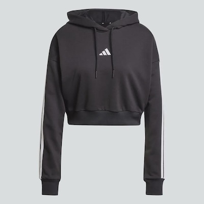 Blusão de Moletom Capuz adidas Essentials French Terry Crop 3 Listras - Feminino - Foto 3