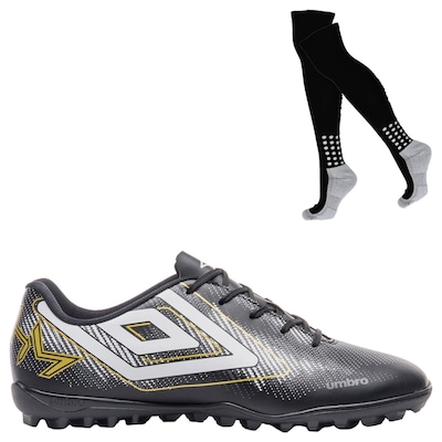 Kit Chuteira Society Umbro Heatmap + Meião - Adulto - Foto 1