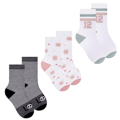 Kit 3 Pares De Meias Selene Soquete Cano Médio - Infantil - Foto 1