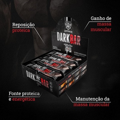 Barra De Proteína Darkness Dark Bar Cookies E Cream Com Nibs De Cacau 720g 8 Unidades - Foto 4