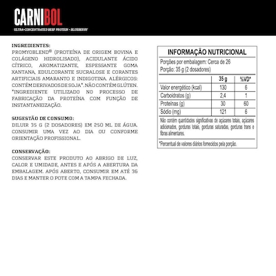 Beef Protein Ultra Concentrado Darkness Carnibol Chocolate 900g - Foto 2