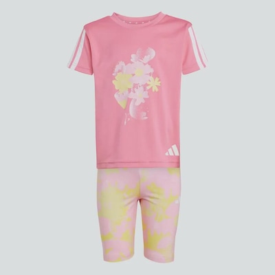 Conjunto Estampado adidas Train Essentials Flower - Infantil - Foto 3