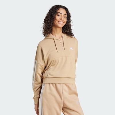 Blusão de Moletinho Capuz adidas Zíper Essentials Três Listras - Feminino - Foto 4