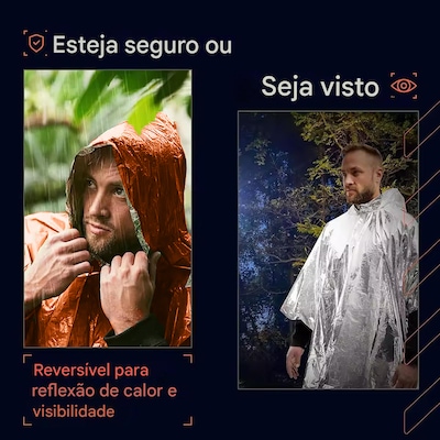 Capa Esportivo Gold Sports Térmico de Emergência Anti Chuva para Caminhadas e Acampamentos - Foto 5
