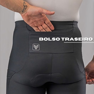 Kit Bermuda Ciclismo Free Force Basic com Bolsos + Meia - Masculina - Foto 3