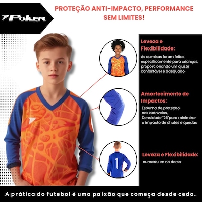Camisa Manga Longa Goleiro Poker Cardio - Infantil - Foto 2