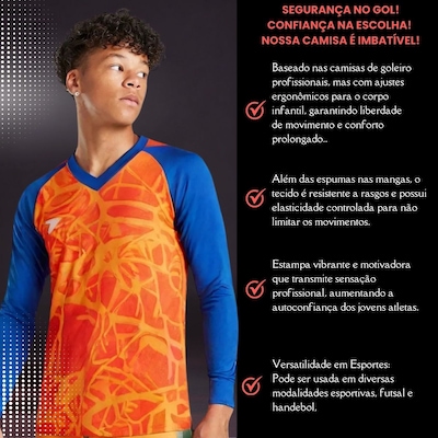 Camisa Manga Longa Goleiro Poker Cardio - Infantil - Foto 3
