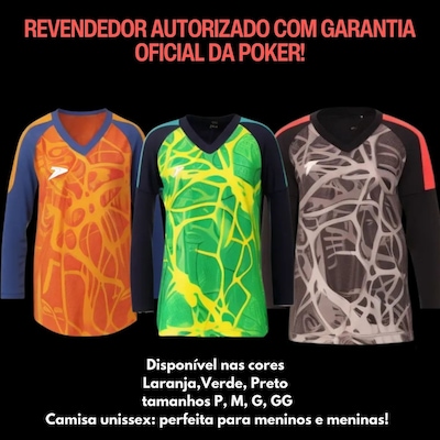 Camisa Manga Longa Goleiro Poker Cardio - Infantil - Foto 6