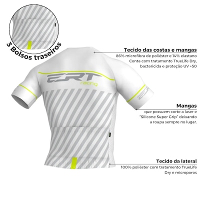 Camisa de Ciclismo ERT Elite Racing White Slim Fit - Masculina - Foto 2