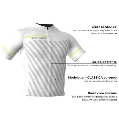 Camisa de Ciclismo ERT Elite Racing White Slim Fit - Masculina - Foto 3