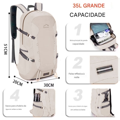 Mochila Gold Sports Dobrável Camel Montanhismo A Prova de Água - 35 Litros - Foto 2
