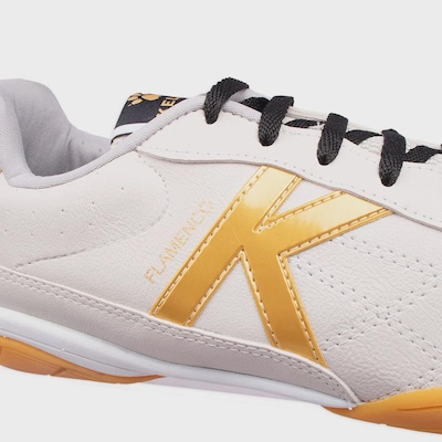 Chuteira Futsal Kelme Flamenco Dourada Leve E Confortável - Masculina - Foto 6
