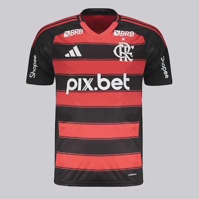 Camisa do Flamengo I 2025 adidas com Patrocínio - Masculina - Foto 1