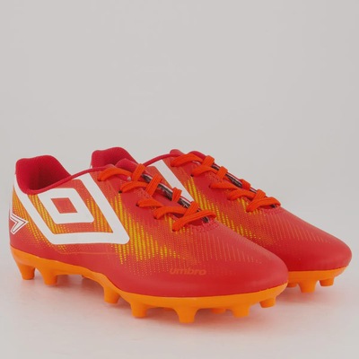 Chuteira Umbro Heatmap Campo Juvenil Vermelha e Laranja - Foto 2
