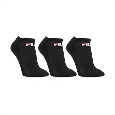 Meia Cano Curto Fila Tripack Lisa - 3 Pares - Masculina - Foto 1
