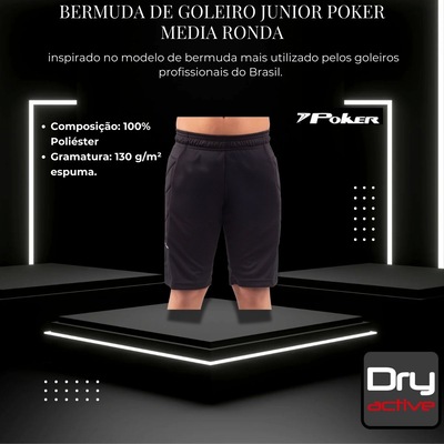 Bermuda De Goleiro Poker Media Ronda - Infantil - Foto 4