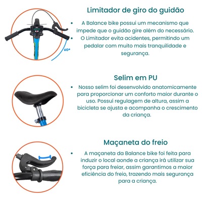 Bicicleta de Equilíbrio Balance Bike Nathor - Infantil - Foto 3