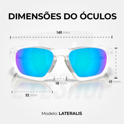 Óculos de Sol Oakley Lateralis Matte Clear - Unissex - Foto 5