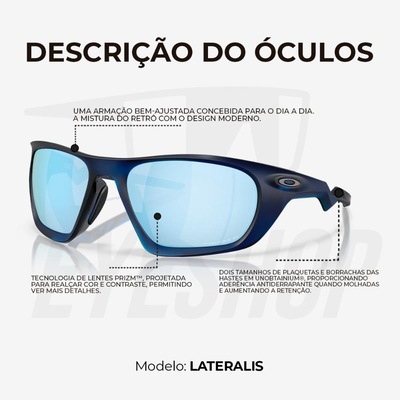 Óculos de Sol Oakley Laterallis Matte Transparent Blue - Unissex - Foto 5