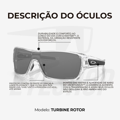 Óculos de Sol Oakley Turbine Rotor Polished Clear Prizm Black Polarized - Unissex - Foto 4