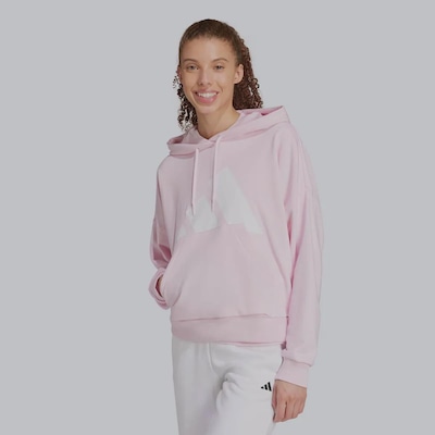 Blusão de Moletom adidas com Capuz Canguru Big Logo - Feminino - Foto 1