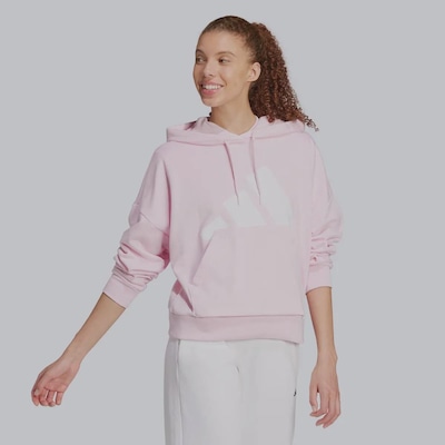 Blusão de Moletom adidas com Capuz Canguru Big Logo - Feminino - Foto 2