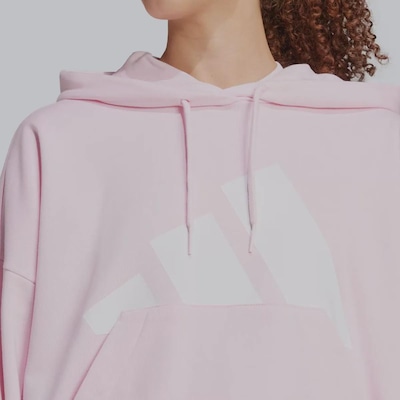 Blusão de Moletom adidas com Capuz Canguru Big Logo - Feminino - Foto 4