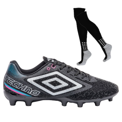 Kit Chuteira de Campo Umbro Techno II + Meião - Adulto - Foto 1