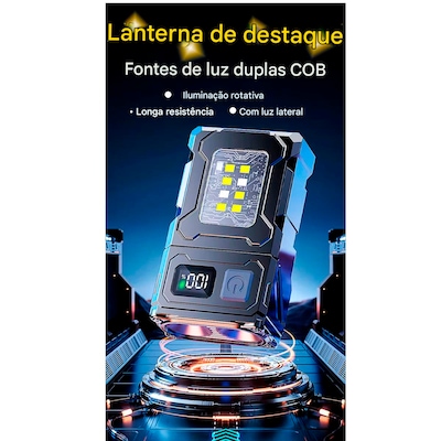 Mini Lanterna Gold Sports Led Cob Luz Dupla Super Brilhante Usb 180° Com Imã - Foto 3