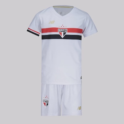 Kit Uniforme do São Paulo New Balance I 2025 - Infantil - Foto 1