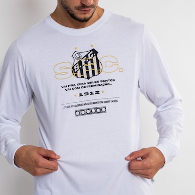 Camiseta Manga Longa do Santos Surf Center Oficial Pra Cima Deles - Masculina - Foto 4