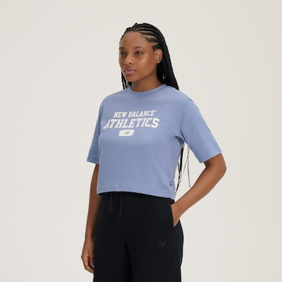 Camiseta New Balance Cropped Heritage - Feminina - Foto 2