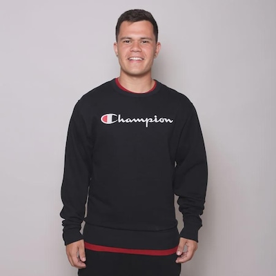 Blusão de Moletom Masculina Champion Logo Bordado Tecido Grosso - Foto 2