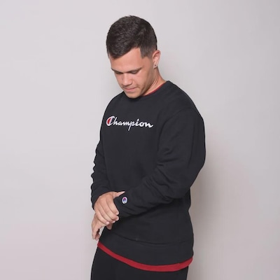 Blusão de Moletom Masculina Champion Logo Bordado Tecido Grosso - Foto 3