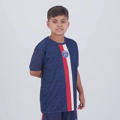 Kit Uniforme do PSG Camisa + Calção Futfanatics Infantil - Foto 3