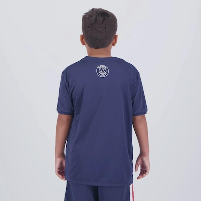 Kit Uniforme do PSG Camisa + Calção Futfanatics Infantil - Foto 4