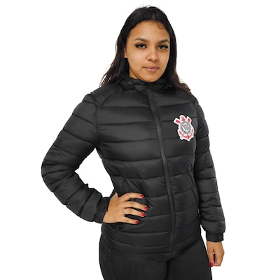 Jaqueta Feminina Corinthians Coimbra Puffer Símbolo com Capuz - Foto 3