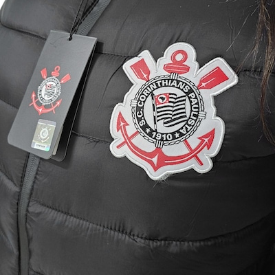 Jaqueta Feminina Corinthians Coimbra Puffer Símbolo com Capuz - Foto 4