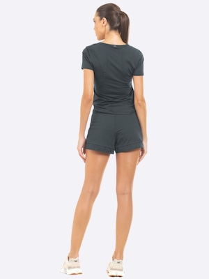 Short Feminino Manly Canelado com Detalhe Cupro Like - Foto 3