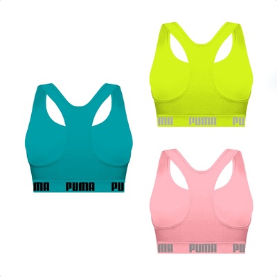 Kit Feminino Top Puma Nadador sem Costura - 3 Unidades - Foto 2